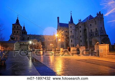 Stock Image - Palacio Episcopal de Astorga, Astorga, Le? n, Castilla y Leon, Spain, Epaa, Europa, Eurpe. Fotosearch