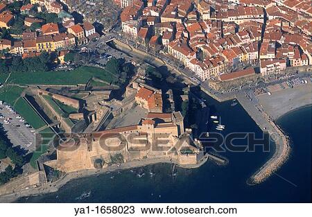 Palais Royal castle, Collioure village and bay, Eastern Pyrenees, Languedoc-Roussillon region, France View Large Photo Image Stock Image - Palais Royal castle, Collioure village and bay, Eastern Pyrenees, Languedoc-Roussillon region, France. Fotosearch