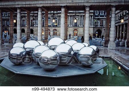 Stock Image - Palais Royal, fountain, modern art. Paris. France. Fotosearch