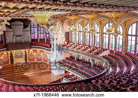 Palau de la Musica Catalana, by Lluis Domenech i Montaner, Barcelona, Spain. View Large Photo Image Stock Photograph - Palau de la Musica Catalana, by Lluis Domenech i Montaner, Barcelona, Spain.. Fotosearch