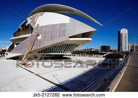 Palau de les Arts, works Stripping Trencad's that covers the building, Valencia, Spain. View Large Photo Image Stock Image - Palau de les Arts, works Stripping Trencad's that covers the building, Valencia, Spain.. Fotosearch