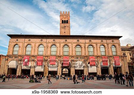 Palazzo del Podesta and the Piazza Maggiore, Bologna; Italy. View Large Photo Image Stock Photo - Palazzo del Podesta and the Piazza Maggiore, Bologna; Italy.. Fotosearch
