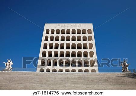Stock Photograph - Palazzo della Civilt? Italiana, or square Colosseum, EUR district, Rome, Lazio, Italy, Europe. Fotosearch