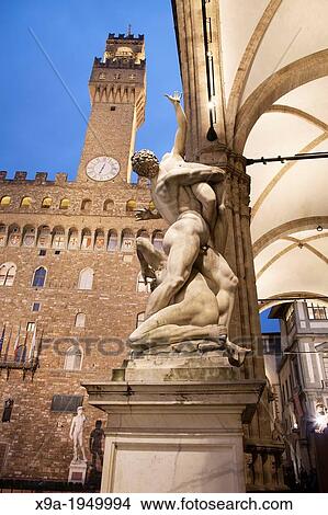Palazzo Vecchio in Florence; Italy Illuminated at Night. View Large Photo Image Picture - Palazzo Vecchio in Florence; Italy Illuminated at Night.. Fotosearch