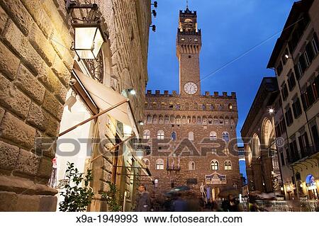 Palazzo Vecchio in Florence; Italy Illuminated at Night. View Large Photo Image Stock Image - Palazzo Vecchio in Florence; Italy Illuminated at Night.. Fotosearch