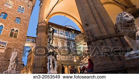 Palazzo Vecchio, Old Palace, at right outside Uffizi Gallery, Loggia dei Lanzi, Piazza della Signoria, Florence, Tuscany, Italy. View Large Photo Image Stock Photo - Palazzo Vecchio, Old Palace, at right outside Uffizi Gallery, Loggia dei Lanzi, Piazza della Signoria, Florence, Tuscany, Italy.. Fotosearch