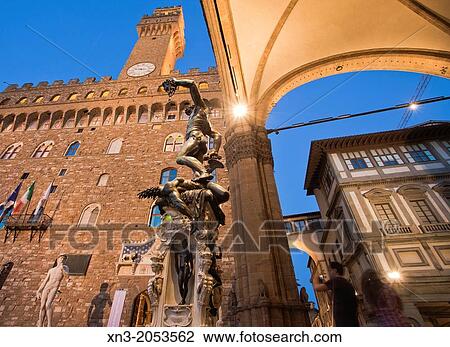 Palazzo Vecchio, Old Palace, Loggia dei Lanzi, at right outside Uffizi Gallery, Benvenuto Cellini's statue Perseus With the Head of Medusa, copy of Michelangelo's David statue, Piazza della Signoria, Florence, Tuscany, Italy. View Large Photo Image Stock Image - Palazzo Vecchio, Old Palace, Loggia dei Lanzi, at right outside Uffizi Gallery, Benvenuto Cellini's statue Perseus With the Head of Medusa, copy of Michelangelo's David statue, Piazza della Signoria, Florence, Tuscany, Italy.. Fotosearch