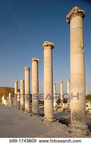 Stock Photo - PALLADIUS STREET BYZANTINE COLONNADE RUINS TEL BEIT SHEAN NATIONAL PARK ISRAEL. Fotosearch