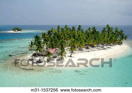Palm tree islands and thatched houses San Blas archipelago, Caribbean, Panama, Central America View Large Photo Image Stock Photograph - Palm tree islands and thatched houses San Blas archipelago, Caribbean, Panama, Central America. Fotosearch