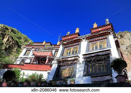 Palubuk Monastery (Chalapulu grotto), Yaowang Mountain, Lhasa, Tibet, China. View Large Photo Image Stock Photograph - Palubuk Monastery (Chalapulu grotto), Yaowang Mountain, Lhasa, Tibet, China.. Fotosearch