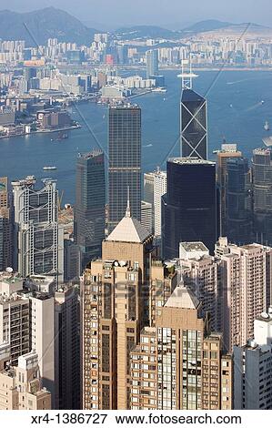 Panoramic Bay of Hong Kong from Victoria Peak Tower, Victoria Peak Tower, Hong Kong, China View Large Photo Image Stock Photo - Panoramic Bay of Hong Kong from Victoria Peak Tower, Victoria Peak Tower, Hong Kong, China. Fotosearch