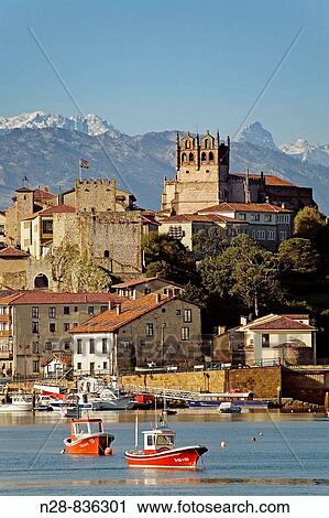 Panoramic view of San Vicente de la Barquera Cantabria Spain. View Large Photo Image Stock Image - Panoramic view of San Vicente de la Barquera Cantabria Spain.. Fotosearch