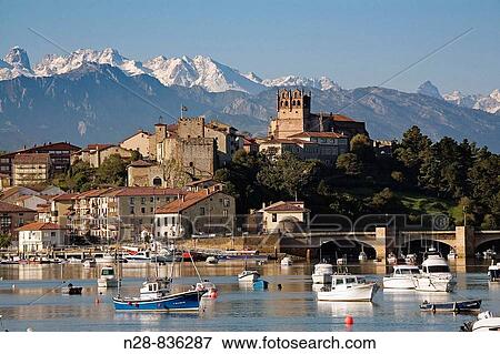 Panoramic view of San Vicente de la Barquera Cantabria Spain. View Large Photo Image Stock Photo - Panoramic view of San Vicente de la Barquera Cantabria Spain.. Fotosearch
