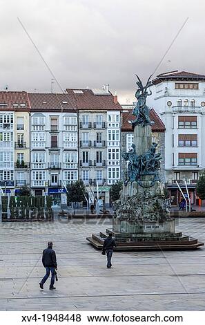Panoramic views of Virgen Blanca square of old city of Vitoria, Basque country, Spain. View Large Photo Image Stock Photo - Panoramic views of Virgen Blanca square of old city of Vitoria, Basque country, Spain.. Fotosearch