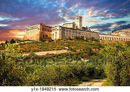 Papal Basilica of St Francis of Assisi, Basilica Papale di San Francesco Assisi, Italy View Large Photo Image Stock Photography - Papal Basilica of St Francis of Assisi, Basilica Papale di San Francesco Assisi, Italy. Fotosearch
