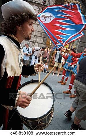 Parade during? Palio? traditional festival. Siena. Tuscany. Italy. View Large Photo Image Stock Photo - Parade during? Palio? traditional festival. Siena. Tuscany. Italy.. Fotosearch