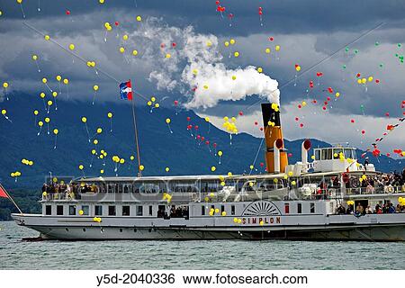 Parade Navale, Parade of historic steamboats, Nyon, canton Vaud, Geneva Lake, Switzerland View Large Photo Image Stock Photograph - Parade Navale, Parade of historic steamboats, Nyon, canton Vaud, Geneva Lake, Switzerland. Fotosearch
