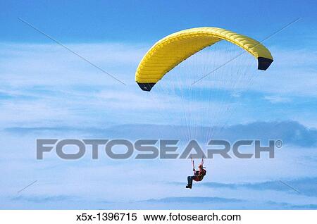 Paraglider flying near Pacifica, California, USA View Large Photo Image Stock Photography - Paraglider flying near Pacifica, California, USA. Fotosearch