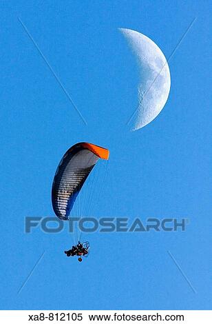 Paramotor and moon, sport, risk View Large Photo Image Stock Photography - Paramotor and moon, sport, risk. Fotosearch