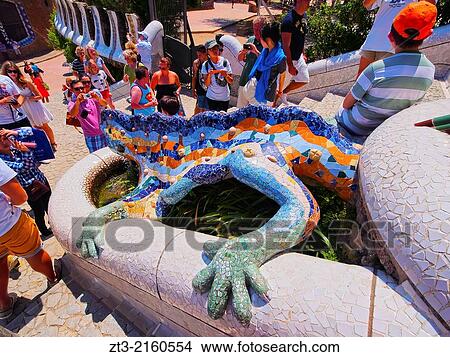 Picture - Parc Guell - famous park designed by Antoni Gaudi in Barcelona, Catalonia, Spain.. Fotosearch