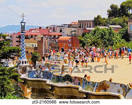 Parc Guell - famous park designed by Antoni Gaudi in Barcelona, Catalonia, Spain. View Large Photo Image Stock Photograph - Parc Guell - famous park designed by Antoni Gaudi in Barcelona, Catalonia, Spain.. Fotosearch