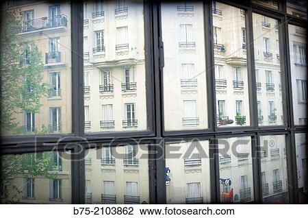 Paris apartment building seen from behind a window, France View Large Photo Image Stock Image - Paris apartment building seen from behind a window, France. Fotosearch