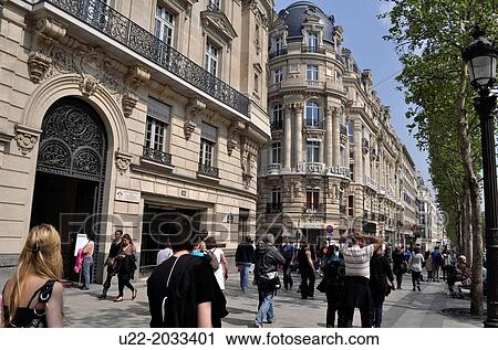 Stock Image - Paris, France, pedestrians along Avenue des Champs-? lys? es. Fotosearch