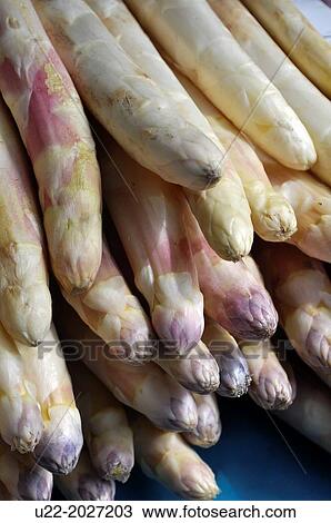 Stock Image - Paris, France, white asparagus sold in Montmartre. Fotosearch