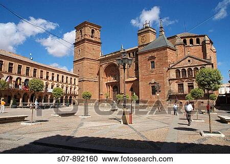 Stock Image - Parish Church of St. Andrew in the main square of Villanueva de los Infantes.. Fotosearch