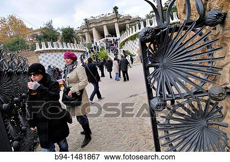 Stock Photo - Park G? ell garden complex with architectural elements situated on the hill of el Carmel designed by the Catalan architect Antoni Gaud? and built in the years 1900 to 1914, Gr? cia district, Barcelona, Catalonia, Spain. Fotosearch