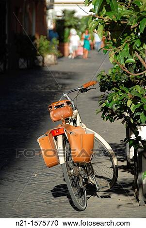 Parked bicyle, Rome, Lazio, Italy. View Large Photo Image Stock Image - Parked bicyle, Rome, Lazio, Italy.. Fotosearch