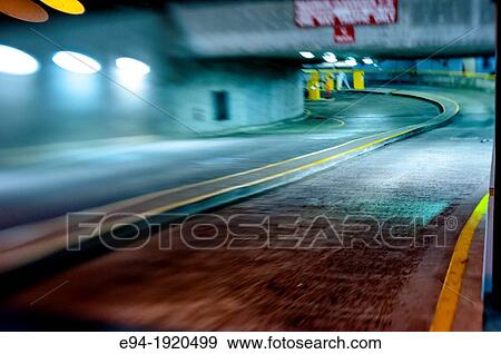 Parking garage ramp at night, Dallas, Texas, USA View Large Photo Image Stock Photo - Parking garage ramp at night, Dallas, Texas, USA. Fotosearch