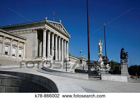 Parliament building and Athena statue, Vienna, Austria View Large Photo Image Stock Image - Parliament building and Athena statue, Vienna, Austria. Fotosearch