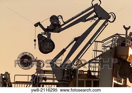 Stock Photography - Part of cranes on a ship, Reykjavik Harbor, Reykjavik, Iceland.. Fotosearch