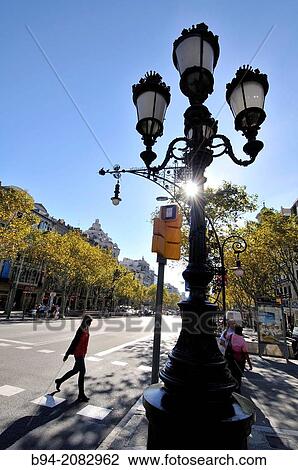 Stock Image - Passeig de Gr? cia, Barcelona, Catalonia, Spain. Fotosearch