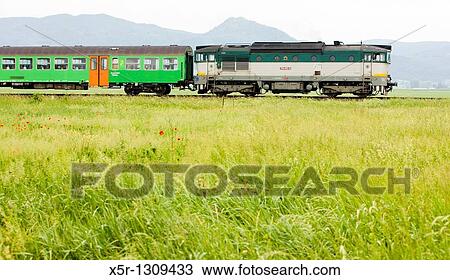 Stock Image - passenger train, Strazovske Vrchy, Slovakia. Fotosearch