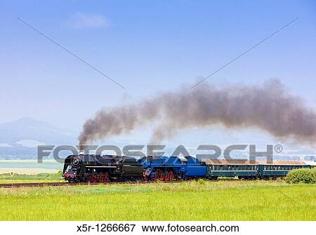passenger train with steam locomotives 475 101+498 022, Slovakia View Large Photo Image Stock Photo - passenger train with steam locomotives 475 101+498 022, Slovakia. Fotosearch