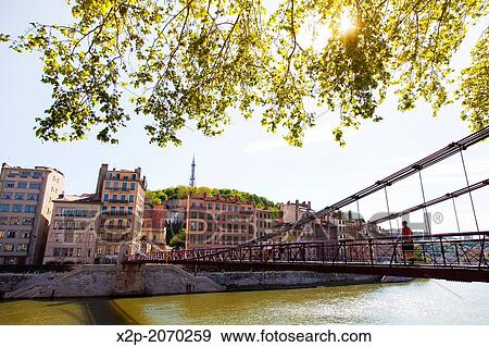 Passerelle Saint-Vincent, France, Rhone, Lyon, historical site listed as World Heritage by UNESCO, Vieux Lyon Old Town. View Large Photo Image Stock Photo - Passerelle Saint-Vincent, France, Rhone, Lyon, historical site listed as World Heritage by UNESCO, Vieux Lyon Old Town.. Fotosearch
