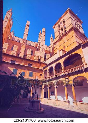 Patio of Cathedral in Palma de Mallorca, Balearic Islands, Spain. View Large Photo Image Stock Photograph - Patio of Cathedral in Palma de Mallorca, Balearic Islands, Spain.. Fotosearch