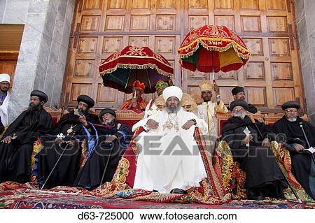 Stock Image - Patriarch, Abuna Paulos, of the Ethiopian Orthodox Church, during Feast of Mary, Axum.. Fotosearch