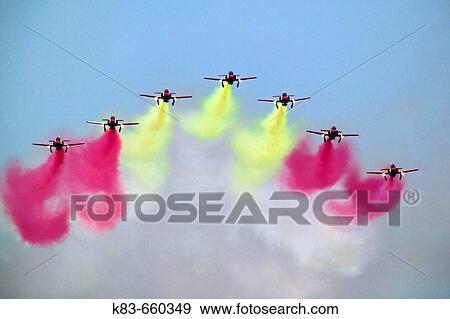 Patrulla? guila, Spanish Air Force aerobatic demonstration team, Armilla airbase. Granada province, Andalucia, Spain View Large Photo Image Stock Photo - Patrulla? guila, Spanish Air Force aerobatic demonstration team, Armilla airbase. Granada province, Andalucia, Spain. Fotosearch