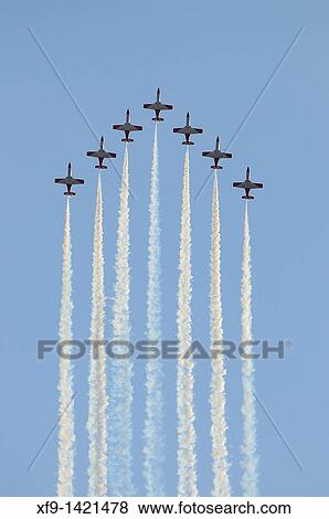 Stock Photo - Patrulla? guila. Spanish Air Force Aerobatic Team.. Fotosearch