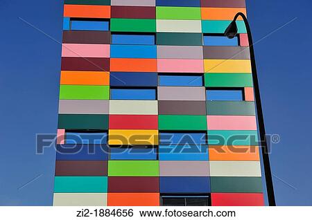 Stock Photograph - PAU Carabanchel, Madrid, Spain, colours building. Fotosearch