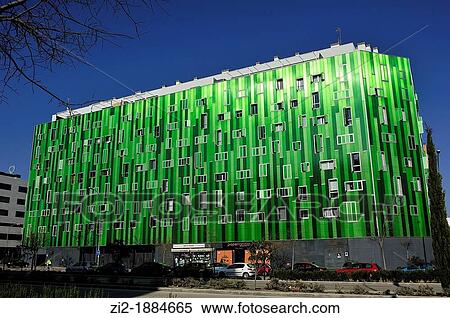 Stock Photography - PAU Vallecas, Madrid, Spain, Ensanche Ave building. Fotosearch