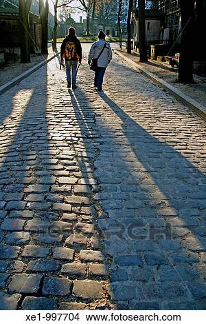 Picture - Pavement, shade, Montmartre cemetery, Paris, France.. Fotosearch