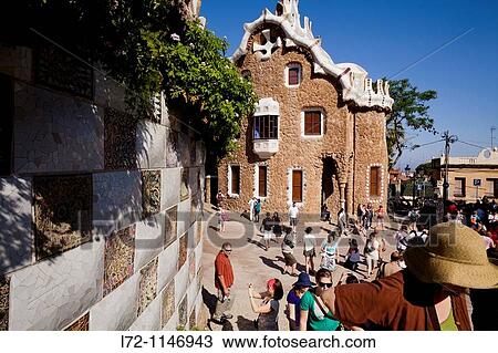 Pavilion in Park G? ell by architect Gaudi, Barcelona, Catalonia, Spain View Large Photo Image Stock Image - Pavilion in Park G? ell by architect Gaudi, Barcelona, Catalonia, Spain. Fotosearch