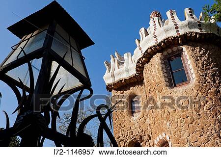 Pavilion in Park G? ell by architect Gaudi, Barcelona, Catalonia, Spain View Large Photo Image Stock Photo - Pavilion in Park G? ell by architect Gaudi, Barcelona, Catalonia, Spain. Fotosearch