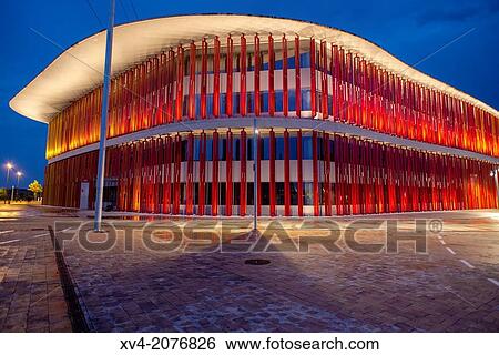 Pavilions of Expozaragoza in the night, Saragossa, Arag? n, Spain. View Large Photo Image Stock Photograph - Pavilions of Expozaragoza in the night, Saragossa, Arag? n, Spain.. Fotosearch