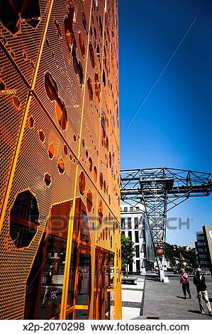 Pavillon des Salins, Orange Cube, La Confluence district, Lyon, region Rhone-Alpes, Rhone. View Large Photo Image Stock Photo - Pavillon des Salins, Orange Cube, La Confluence district, Lyon, region Rhone-Alpes, Rhone.. Fotosearch