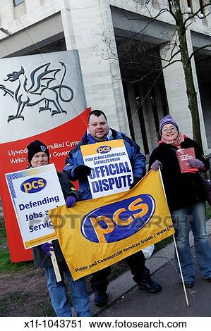 PCS Public and Commercial Services union members on strike, picketing welsh civil service offices Wales Assembly Government offices, Cardiff, March 8 2010 View Large Photo Image Stock Image - PCS Public and Commercial Services union members on strike, picketing welsh civil service offices Wales Assembly Government offices, Cardiff, March 8 2010. Fotosearch